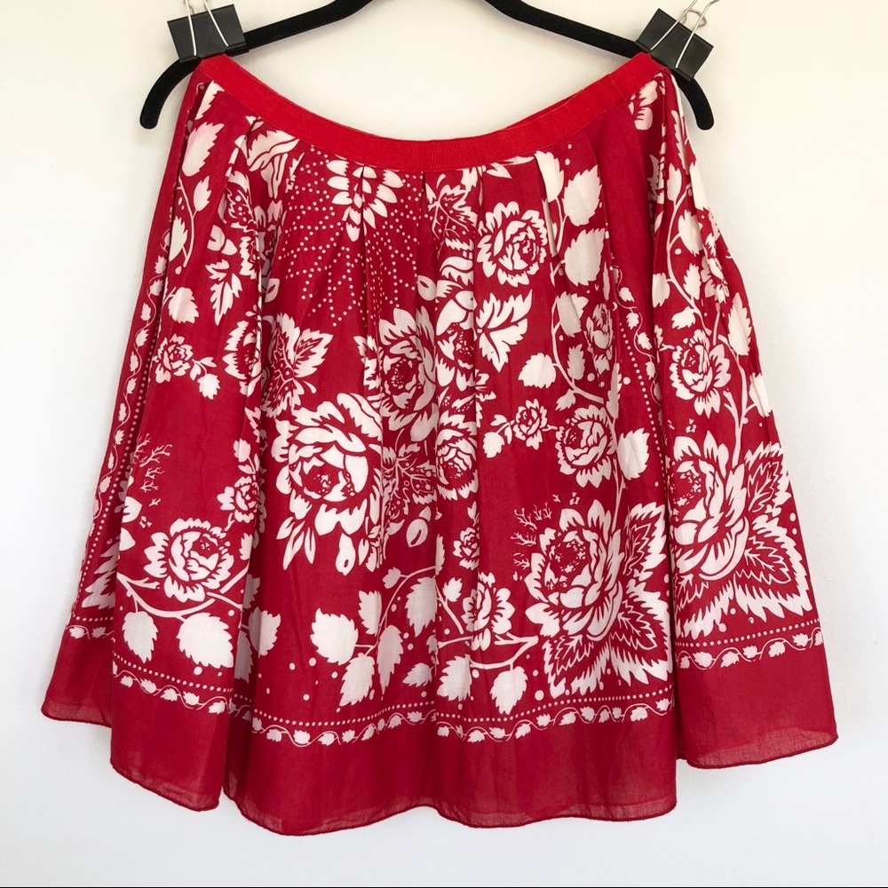 Anna Sui red kerchief wrap skirt